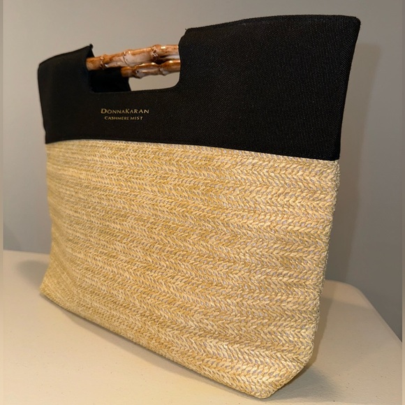 NEW Donna Karan Cashmere Mist WOVEN STRAW TOTE HAND BAG PURSE - Picture 3 of 3